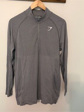 Gymshark Seamless 1/4 Zip Long Sleeve Top – Size‎ L – Gray